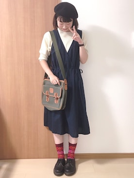 「Dr. Martens（ドクターマーチン）のDr.Martens (ドクターマーチン)/1461 3EYE GIBSON SHOES（その他シューズ）」を使った、めぐもぐ。さん（レディース・165cm）の秋コーディネート