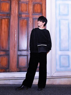 ハイウエストコーデュロイワイドストレートパンツ 丈標準70 72cm を使ったメンズ人気ファッションコーディネート Wear