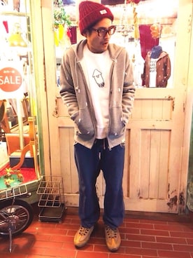 「アイテム（スウェット、その他）」を使った、tomaさん（メンズ・169cm）の冬コーディネート