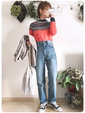 「ADAM ET ROPE'（アダムエロペ）のアイテム（ムートンコート）」を使った、tomoさん（レディース・153cm）の冬コーディネート
