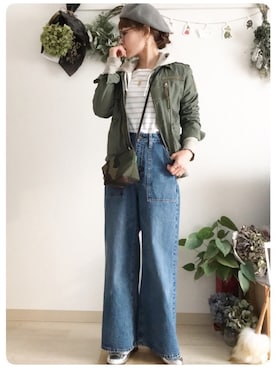 「HELIOPOLE（エリオポール）のアイテム（ジャケット/アウター）」を使った、tomoさん（レディース・153cm）の冬コーディネート
