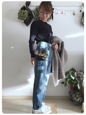 「ADAM ET ROPE'（アダムエロペ）のアイテム（ムートンコート）」を使った、tomoさん（レディース・153cm）の冬コーディネート