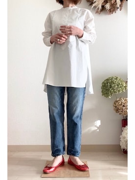 「赤い靴」｜tomoさん（レディース・153cm）の冬コーディネート