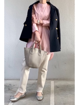 「JOURNAL STANDARD relume（ジャーナルスタンダード　レリューム）の●T/Wギャバネイビーブレザー◆（テーラードジャケット）」を使った、tomoさん（レディース・153cm）の春コーディネート