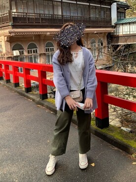 「H&M（エイチ・アンド・エム）のアイテム（カーディガン/ボレロ）」を使った、Rmchhさん（レディース・163cm）の冬コーディネート