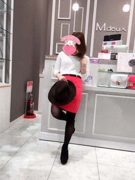 「M.deux（エムドゥ）のアイテム（帽子）」を使った、もさん（レディース・146cm）の冬コーディネート