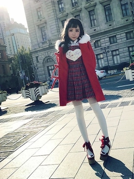 「Bobon21（ボボンニジュウイチ）のアイテム（ダッフルコート）」を使った、Bobon21さん（レディース・155cm）の冬コーディネート