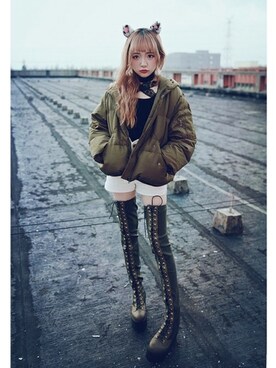 「Bobon21（ボボンニジュウイチ）のアイテム（ダウンジャケット/コート）」を使った、Bobon21さん（レディース・155cm）の冬コーディネート