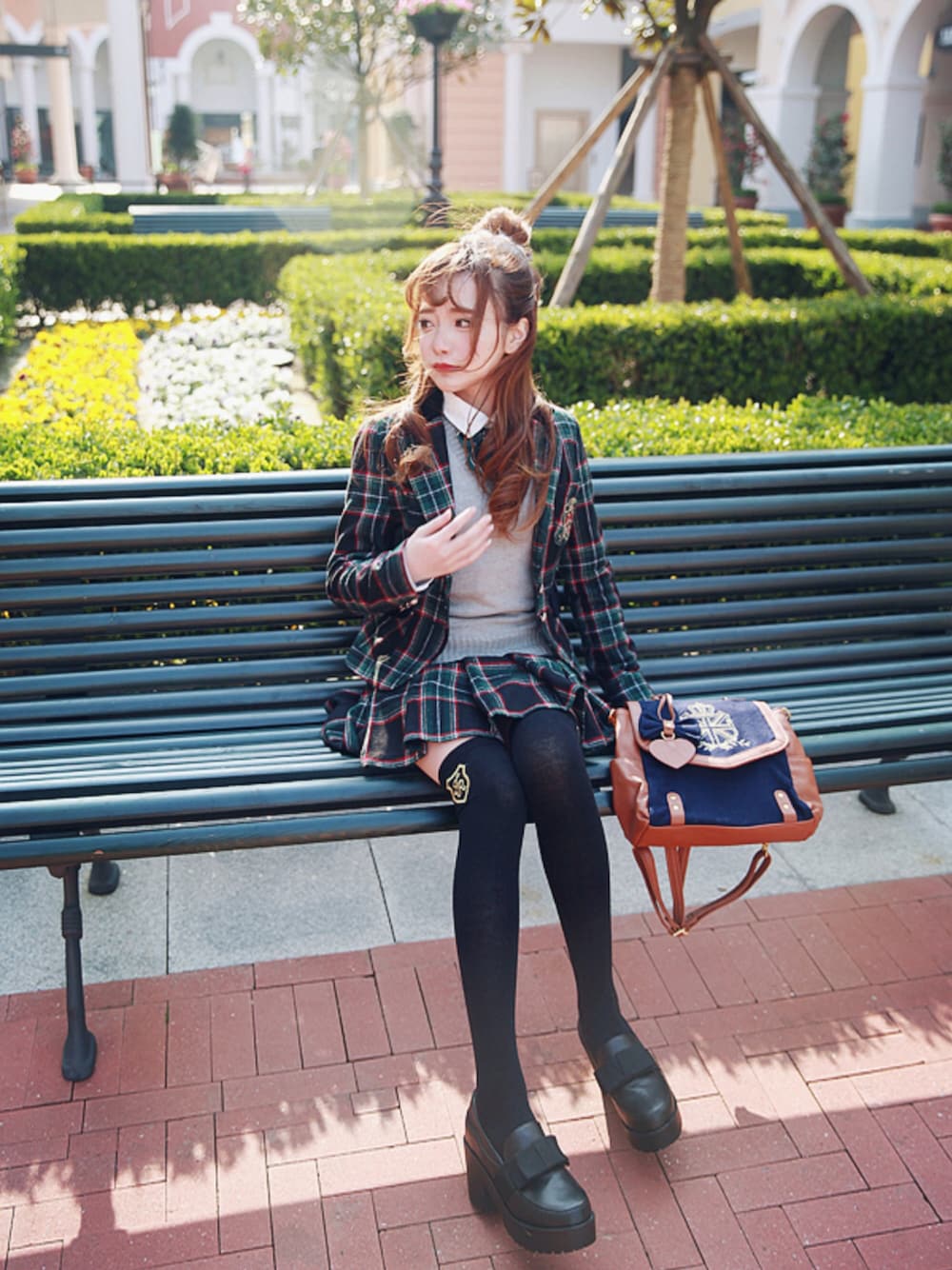 「チェック、セットアップ、テーラードジャケット、ガーリー、制服、プリーツスカート、プチプラコーデ、新学期、Bobon21、はるコーデ」｜「Bobon21の2016新JK制服SET（テーラードジャケット、レッド系）」を使った、Bobon21さん（レディース・155cm）の冬コーディネートの1枚目の写真