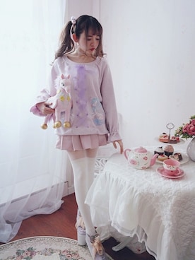 「Bobon21（ボボンニジュウイチ）のアイテム（スウェット）」を使った、Bobon21さん（レディース・155cm）の春コーディネート