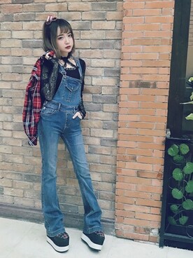 「Bobon21（ボボンニジュウイチ）のアイテム（オールインワン・サロペット）」を使った、Bobon21さん（レディース・155cm）の春コーディネート