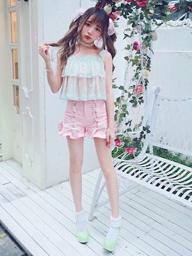 「Bobon21（ボボンニジュウイチ）のアイテム（パンツ）」を使った、Bobon21さん（レディース・155cm）の春コーディネート