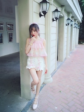 「Bobon21（ボボンニジュウイチ）のアイテム（パンツ）」を使った、Bobon21さん（レディース・155cm）の春コーディネート