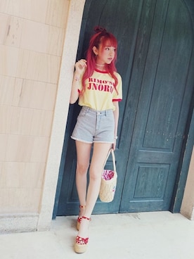 「Bobon21（ボボンニジュウイチ）のアイテム（パンツ）」を使った、Bobon21さん（レディース・155cm）の夏コーディネート