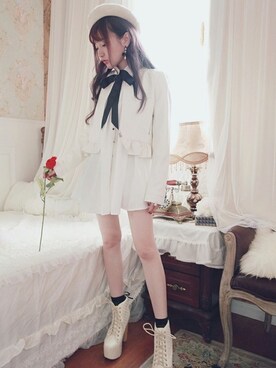 「Bobon21（ボボンニジュウイチ）のアイテム（ライダースジャケット）」を使った、Bobon21さん（レディース・155cm）の秋コーディネート