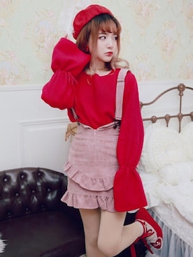 「アイテム（レッド系）」を使った、Bobon21さん（レディース・155cm）の秋コーディネート