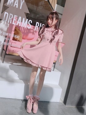 ワンピース（ピンク系）を使った「ギンガムチェック」の人気