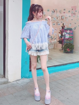 「ボボンニジュウイチ」｜「アイテム（その他）」を使った、Bobon21さん（レディース・155cm）の夏コーディネート