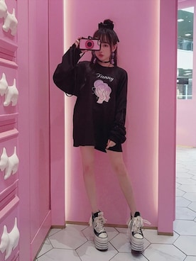 「Bobon21（ボボンニジュウイチ）のアイテム（スウェット）」を使った、Bobon21さん（レディース・155cm）の秋コーディネート