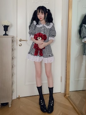 「ギンガムチェックシャツ」｜Bobon21さん（レディース・155cm）の春コーディネート