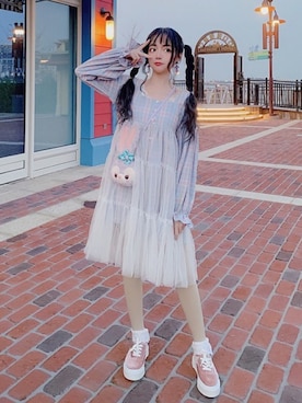 「Bobon21（ボボンニジュウイチ）のアイテム（ワンピース/ドレス）」を使った、Bobon21さん（レディース・155cm）の春コーディネート