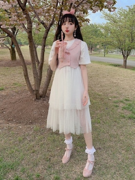 「Bobon21（ボボンニジュウイチ）のアイテム（ワンピース/ドレス）」を使った、Bobon21さん（レディース・155cm）の春コーディネート