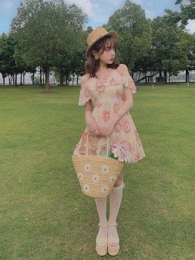 「Bobon21（ボボンニジュウイチ）のアイテム（ワンピース/ドレス）」を使った、Bobon21さん（レディース・155cm）の夏コーディネート