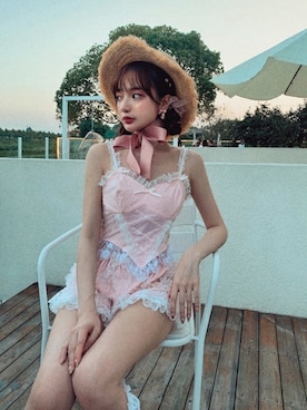 「Bobon21（ボボンニジュウイチ）のアイテム（パンツ）」を使った、Bobon21さん（レディース・155cm）の夏コーディネート