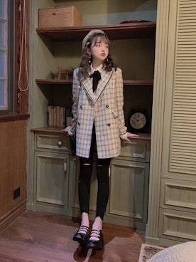 「ボボンニジュウイチ」｜「アイテム（ジャケット/アウター）」を使った、Bobon21さん（レディース・155cm）の秋コーディネート
