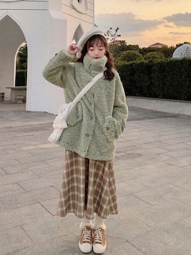 「ボボンニジュウイチ」｜「アイテム（ジャケット/アウター）」を使った、Bobon21さん（レディース・155cm）の冬コーディネート