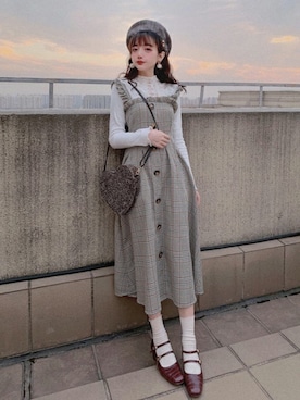 「Bobon21（ボボンニジュウイチ）のアイテム（ワンピース/ドレス）」を使った、Bobon21さん（レディース・155cm）の冬コーディネート