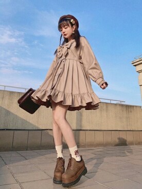 「Bobon21（ボボンニジュウイチ）のアイテム（ワンピース/ドレス）」を使った、Bobon21さん（レディース・155cm）の冬コーディネート