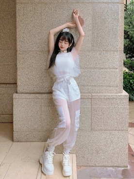 「Bobon21（ボボンニジュウイチ）のアイテム（パンツ）」を使った、Bobon21さん（レディース・155cm）の夏コーディネート