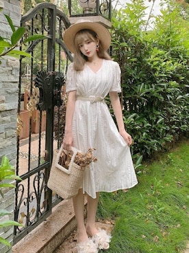 「Bobon21（ボボンニジュウイチ）のアイテム（ワンピース/ドレス）」を使った、Bobon21さん（レディース・155cm）の夏コーディネート