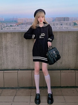 「Bobon21（ボボンニジュウイチ）のアイテム（ワンピース/ドレス）」を使った、Bobon21さん（レディース・155cm）の秋コーディネート