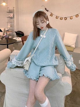 「Bobon21（ボボンニジュウイチ）のアイテム（スウェットパンツ）」を使った、Bobon21さん（レディース・155cm）の秋コーディネート