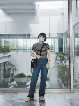 「美術館」｜「アイテム（Tシャツ/カットソー）」を使った、Frieda さん（レディース・158cm）の春コーディネート