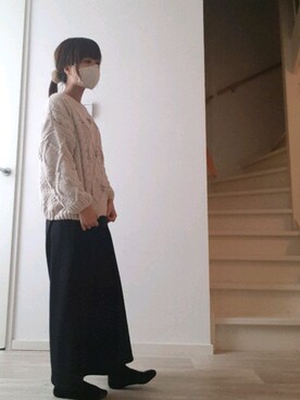 「Avail（アベイル）のアイテム（ニット/セーター、ホワイト系）」を使った、noyuさん（レディース・158cm）の冬コーディネート