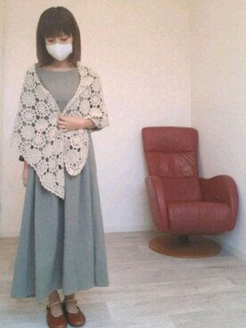 「usedのアイテム（マフラー、ベージュ系）」を使った、noyuさん（レディース・158cm）の冬コーディネート
