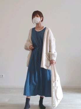 「Honeys（ハニーズ）のアイテム（ワンピース/ドレス、ブルー系）」を使った、noyuさん（レディース・158cm）の春コーディネート