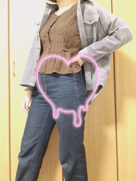 「GU（ジーユー）のアイテム（デニムパンツ、ブラック系）」を使った、さくらさん（レディース・165cm）の秋コーディネート