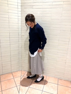 「アコーディオンプリーツ」｜「アイテム（スカート）」を使った、＊＊yuuuuu＊＊さん（レディース・161cm）の冬コーディネート