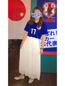 スカートを使った サッカー日本代表ユニフォーム のレディース人気ファッションコーディネート Wear