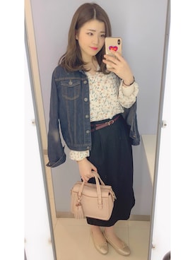 「rps（アールピーエス）のアイテム（デニムジャケット）」を使った、anna.さん（レディース・162cm）の春コーディネート