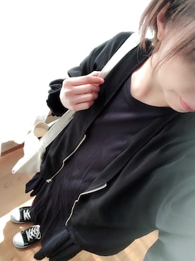 「ワンピース×スニーカー」｜「アイテム（ノーカラージャケット）」を使った、まちゃさん（レディース・151cm）の秋コーディネート