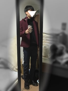 「アイテム（ステンカラーコート）」を使った、ガリコさん（メンズ・177cm・10代）の冬コーディネート