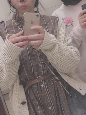 「チェックシャツワンピース」｜「アイテム（シャツワンピース）」を使った、rraさん（レディース・155cm）の冬コーディネート