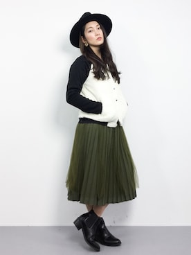 「ANAP（アナップ）のアイテム（ブルゾン）」を使った、飯田有衣さん（レディース・161cm）の冬コーディネート