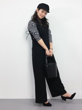 「MOUSSY（マウジー）のアイテム（つなぎ/オールインワン）」を使った、飯田有衣さん（レディース・161cm）の春コーディネート