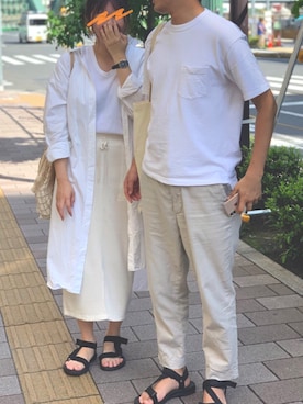 「カップル」｜「アイテム（ワンピース/ドレス）」を使った、あっちゃんさん（レディース・163cm）の夏コーディネート